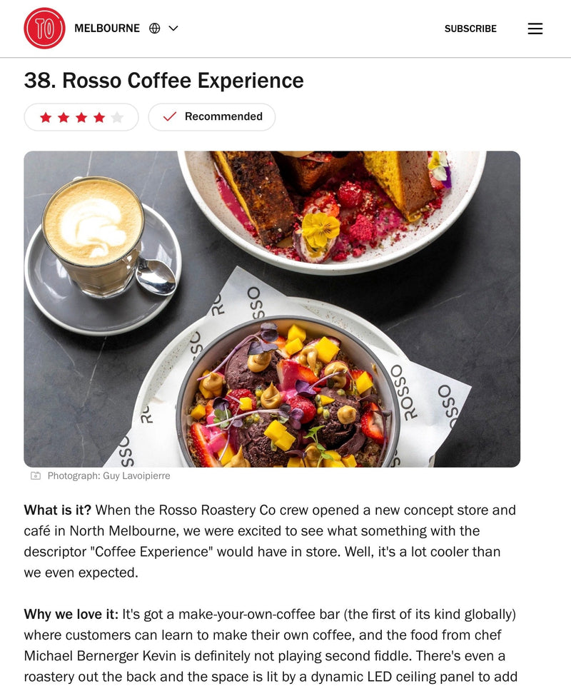 PRESS: Rosso Coffee Experience: The 49 best cafés in Melbourne