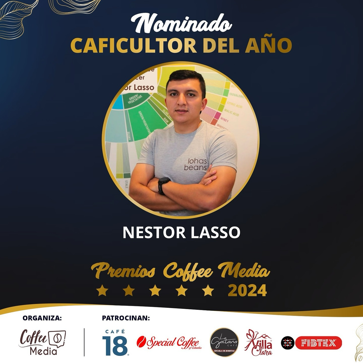 Nestor Lasso has been nominated for Coffee Grower of the Year at the 2024 Coffee Media Awards.